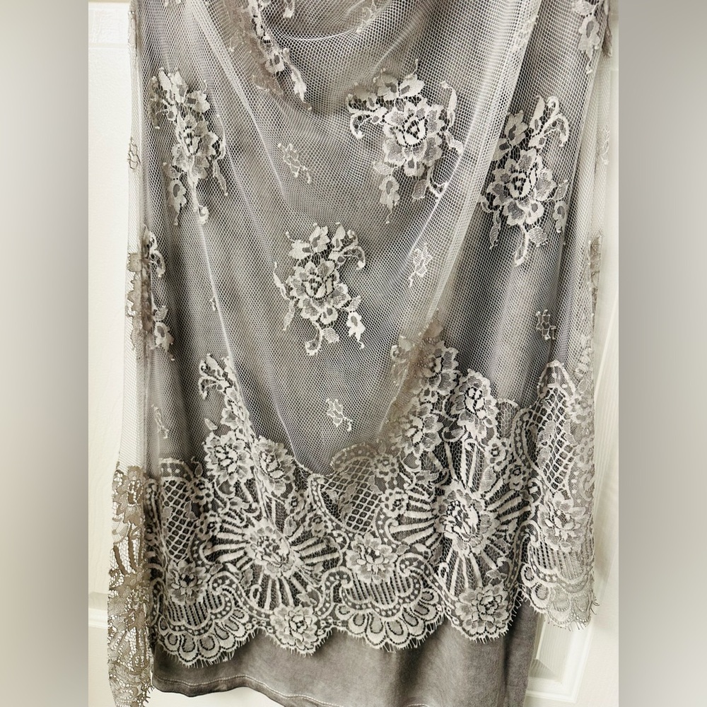 Motel Italy 🇮🇹 Gray Lace Tunic Top Mini Dress S M L - Picture 3 of 10